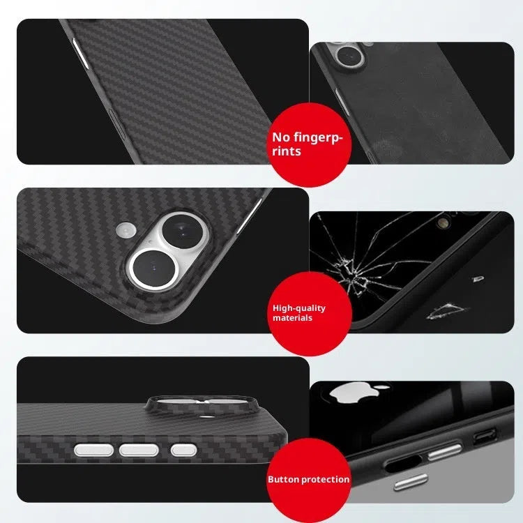Kevlar carbon fibre texture PP phone case for iPhone in Pure Black colour