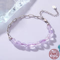 925 sterling silver purple crystal asymmetric bracelet for women electroplated finish BSB224 colour