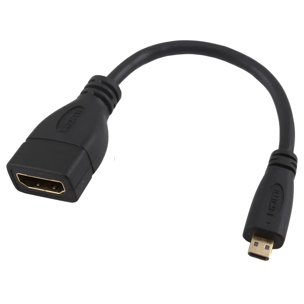 Black Micro HDMI to HDMI adapter cable 0.15m for connecting tablets to HDTV