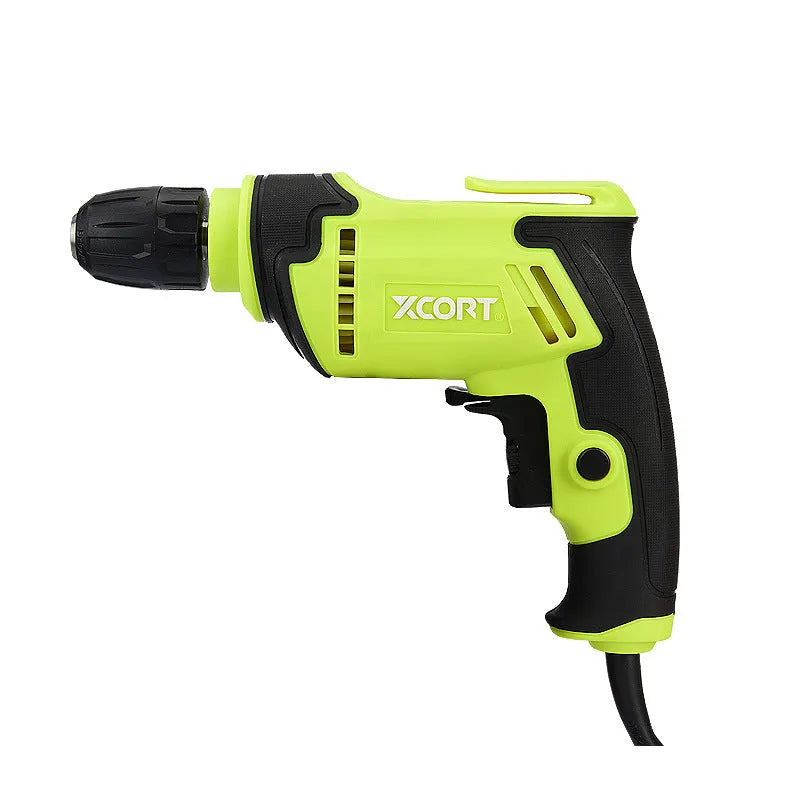 450W pistol-grip electric drill power tool with a black and orange housing and a 10mm chuck.