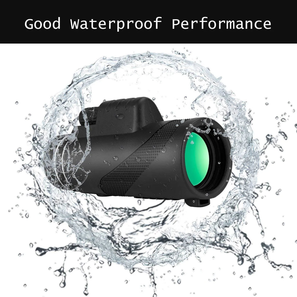 Black 40x60 monocular telescope with compact 144mm design for outdoor observation