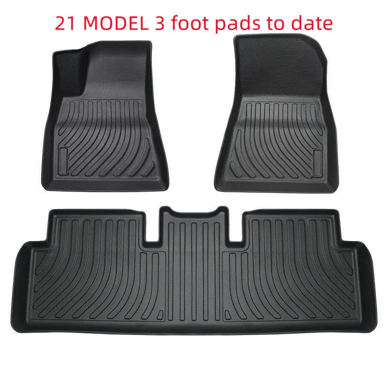 Tesla car floor mats in rubber material with TPE footrest for Model 3, Y, S, X vehicles