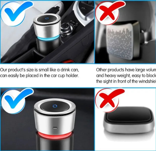 USB negative ion car air purifier, 75x75x165mm, 3W 5V USB powered, for car and small room use