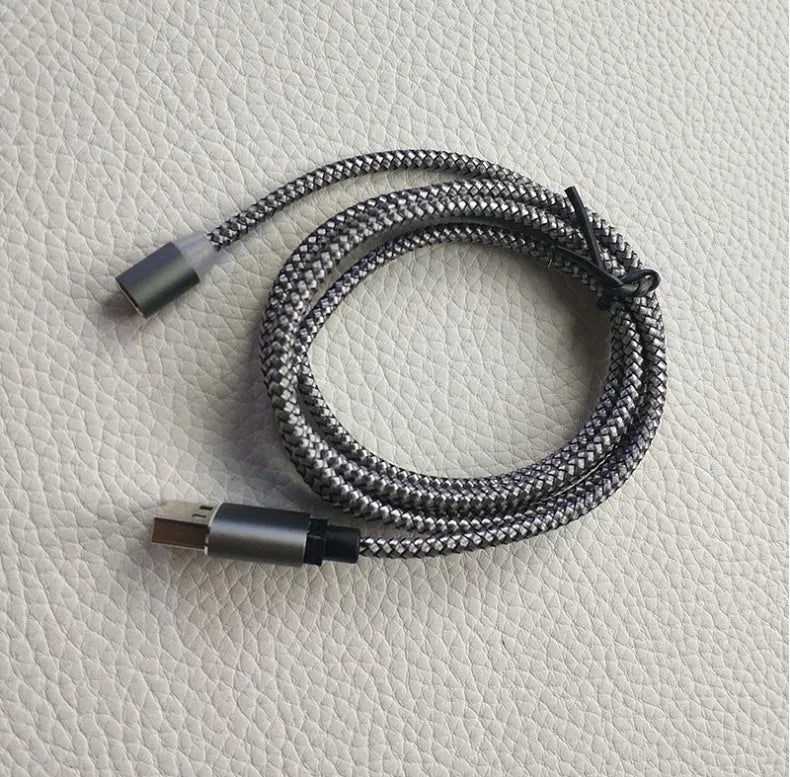 Aluminium alloy three-in-one magnetic charging cable with LED light in multiple colour options.