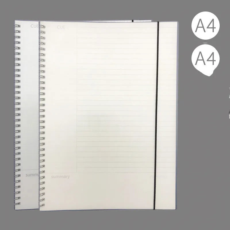 A4 hard cover notebook with PP material showing horizontal grid, horizontal line and lattice ruling options