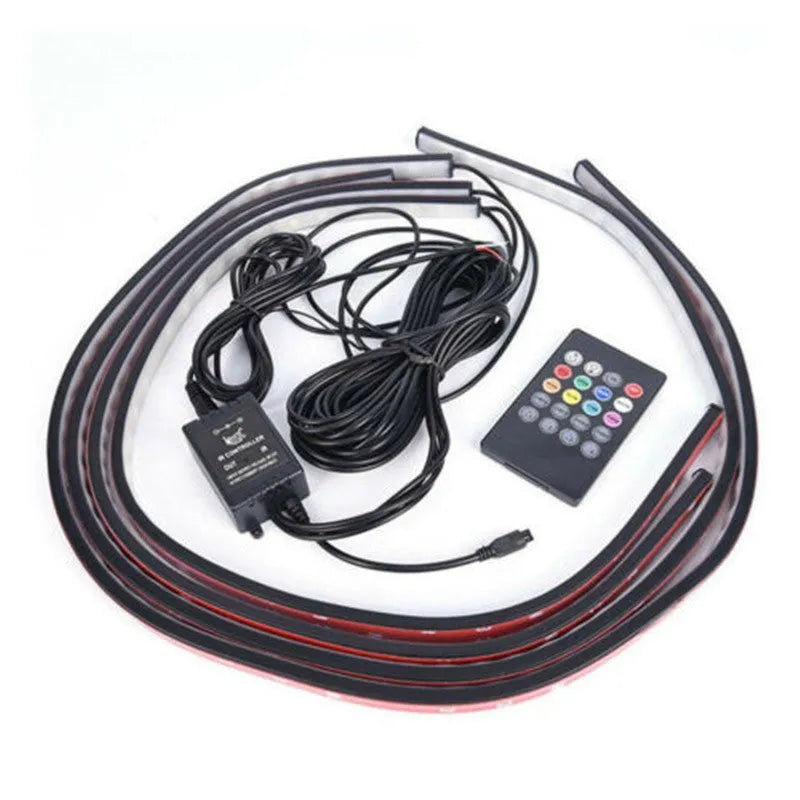 1 Drag 4-5050 RGB voice control car chassis atmosphere light kit with four 60x90cm strips