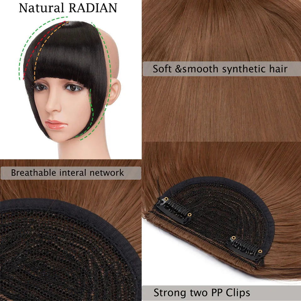 Synthetic blunt bangs hairpiece 22cm straight clip-in fringe in multiple colours