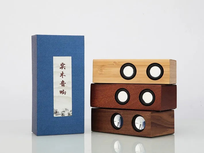 Retro wooden Bluetooth speaker in bamboo, black walnut or sapele finish with 7-hour battery life