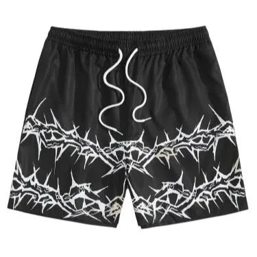 Men's thin polyester mesh beach shorts with printing details in various colour styles
