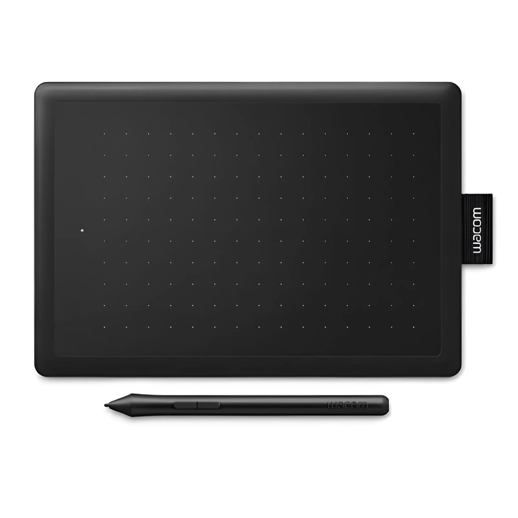 Wacom CTL-472 digital drawing tablet with pressure-sensitive pen and replacement nibs on a desk