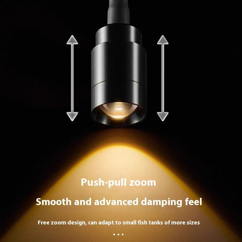 Mini LED aquarium light for 15-40cm fish tanks with clip or base mounting options