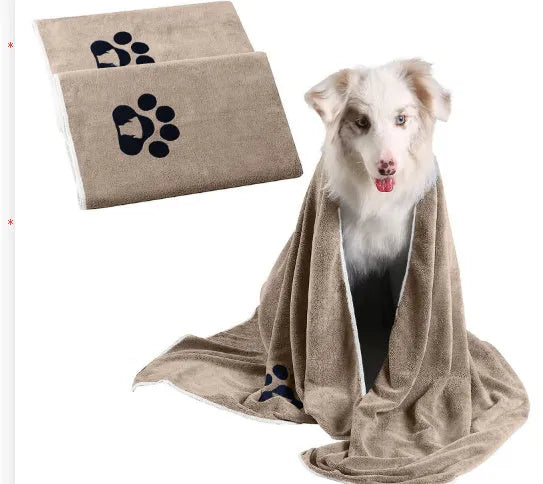Brown ultra-fine fibre dog towel, water absorbing and quick drying, available in 35x75cm and 50x100cm sizes