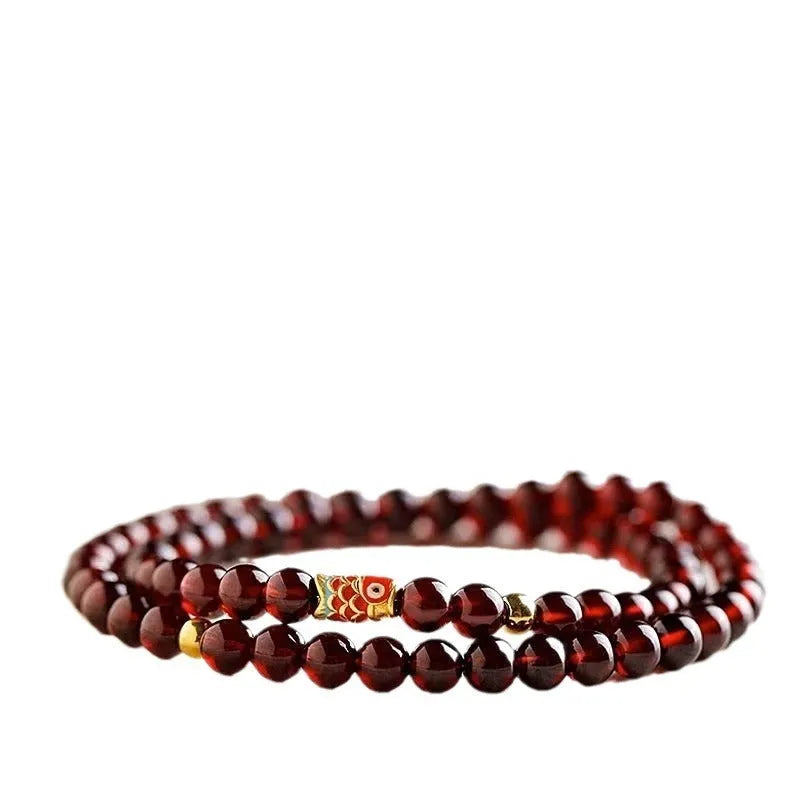 Retro wine red glass bead bracelet for women with manual processing and new Chinese style