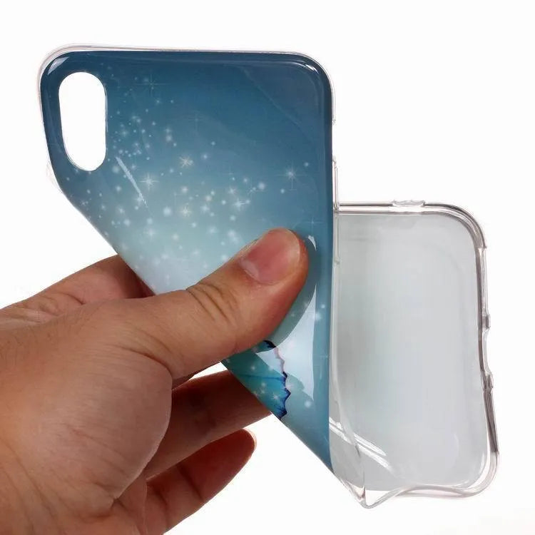 Luminous phone case with cartoon butterfly design for iPhone on transparent TPU background