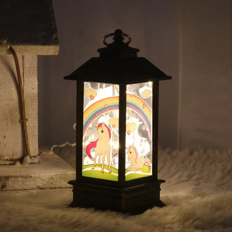 3D Christmas theme chandelier LED plywood disc light 21 x 21.6cm warm white with Santa Claus and snowman design