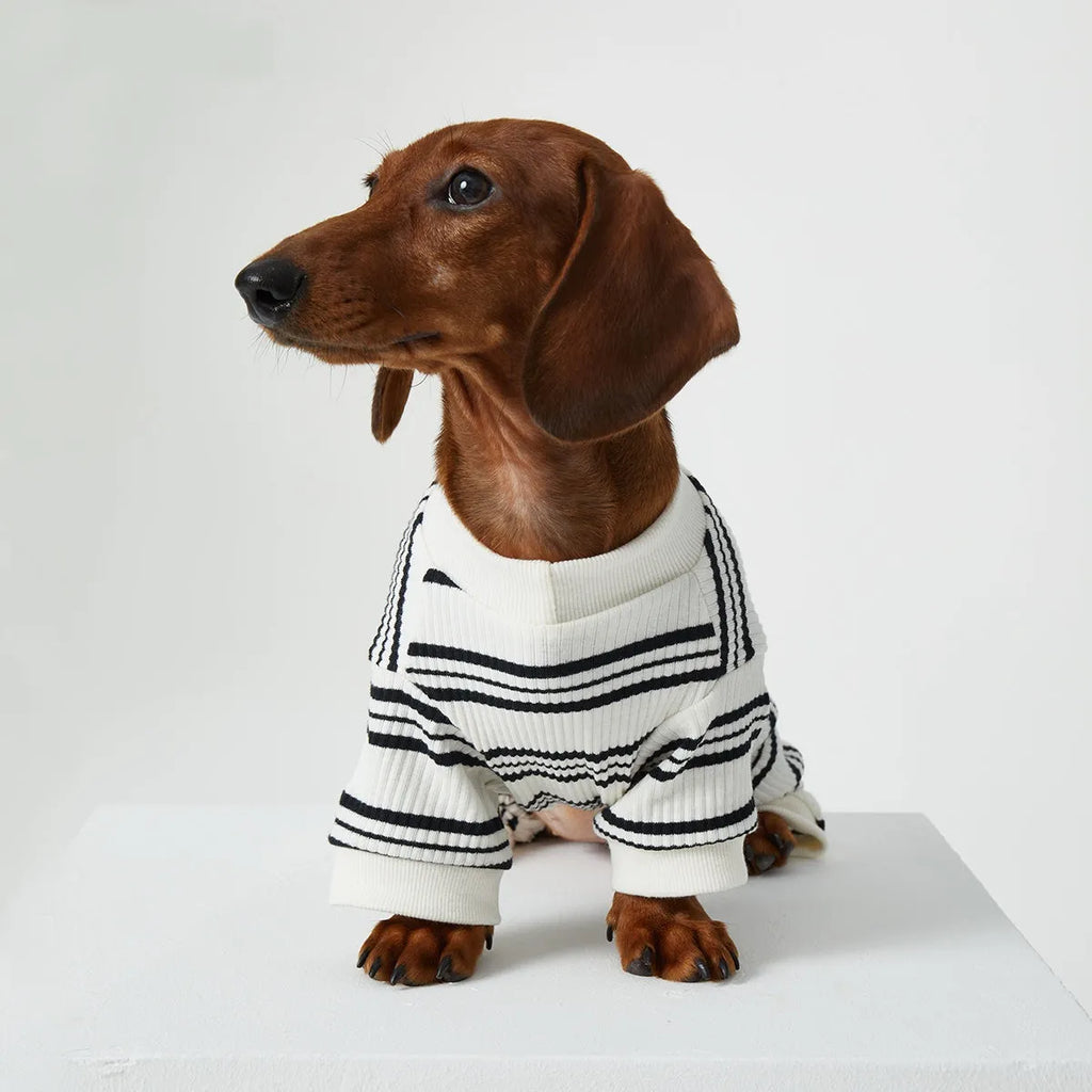 Thin striped polyester pet clothing for dogs and cats in spring summer homewear style
