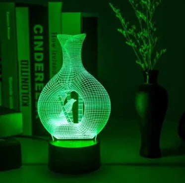 Creative 3D acrylic LED night light with touch button and multi-colour illumination on ABS base.