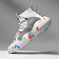 Men's camouflage coloured mesh sneakers with a flat rubber sole