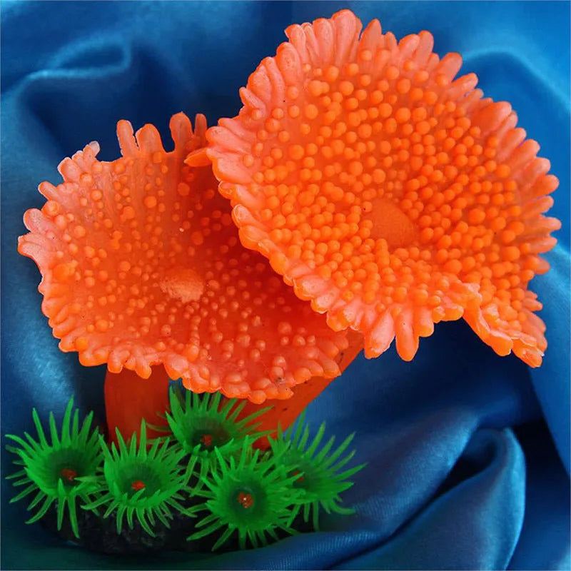 Blue artificial coral plant simulation for aquarium landscaping, 9.5cm size, non-fading decoration