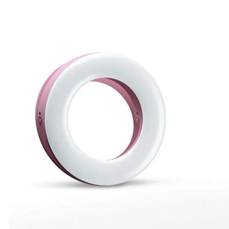 USB rechargeable selfie ring light with adjustable brightness settings for mobile photography