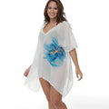 White plus size beach cover-up blouse loose fit for women swimming sun protection