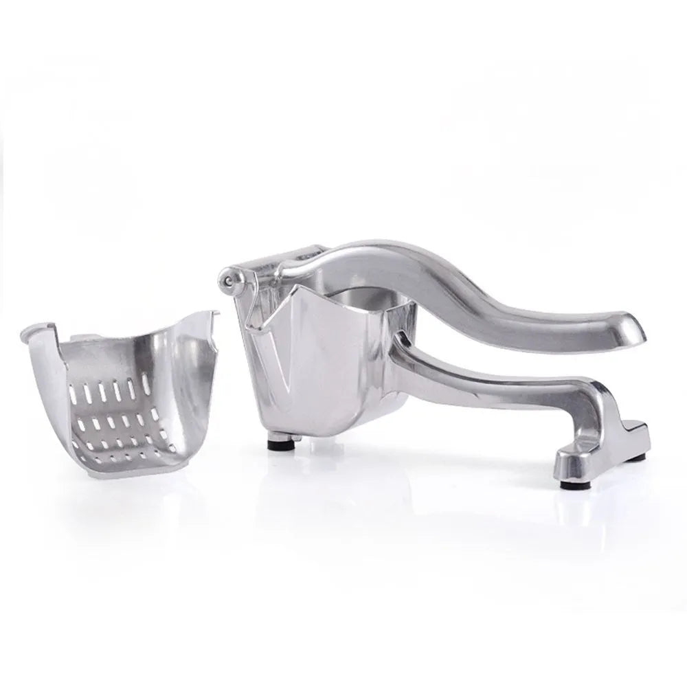 Silver heavy duty aluminium and steel lemon squeezer with lever and large bowl