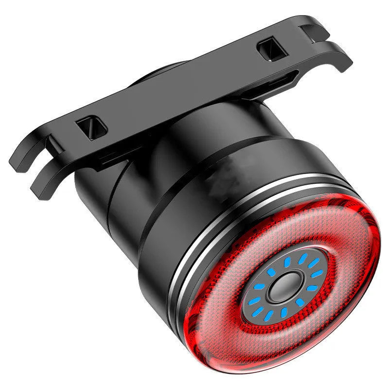 Black USB rechargeable smart brake sensing bicycle taillight with aluminium housing