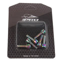 Six stainless steel mountain bike handlebar screws in seven colour options on packaging card