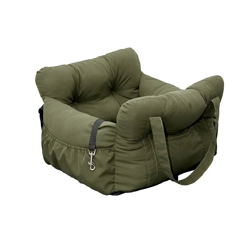 Green cloth pet car bed safety seat for dogs cats S and L sizes