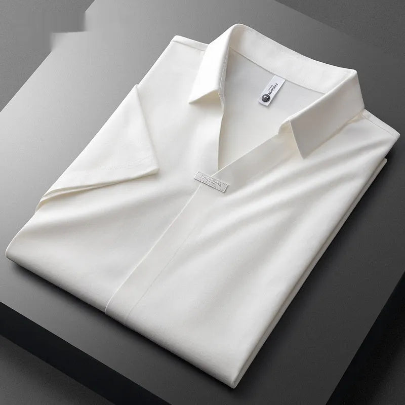 Men's slim fit lapel polo short-sleeved t-shirt in cotton blend fabric available in three colours