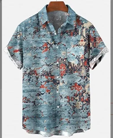 Men's casual loose printed short sleeve t-shirt in thin polyester fabric, Style23 or Style24 colour, size S to 6XL