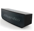 Bluedio BS-5 mini Bluetooth speaker in black, compact portable design with 3D stereo sound
