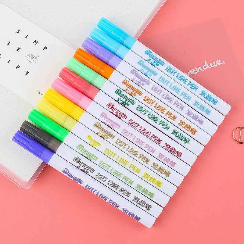 Highlighter pen student marker with 1mm-2mm line width, water-based ink, Japanese plastic nib, available in multiple colours