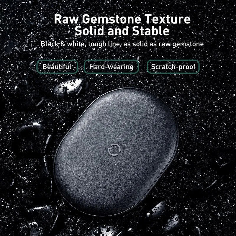 Baseus rough texture wireless charging pad with Type-C cable in black or white colour options