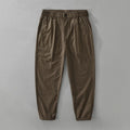 Men's loose straight-leg casual trousers in a cotton linen blend fabric, shown in black colour.