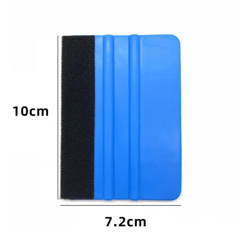 4-piece colourful plastic car film sticking tool kit with scraper blade set in transparent ziplock bag