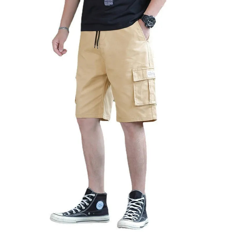 Men's loose Korean style trousers in chemical fibre blend fabric available in four colours