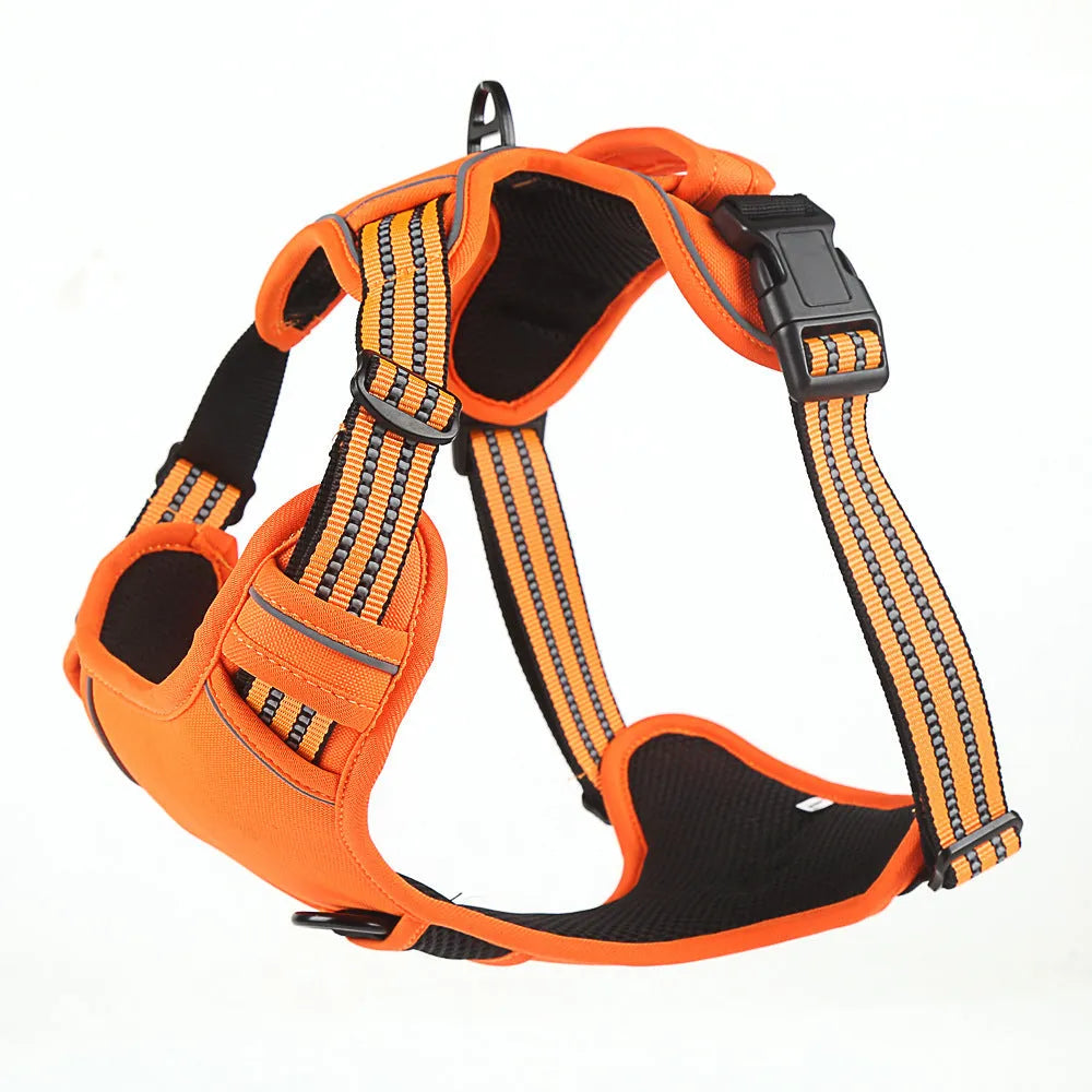 Breathable reflective dog harness no pull vest in black with adjustable chest strap