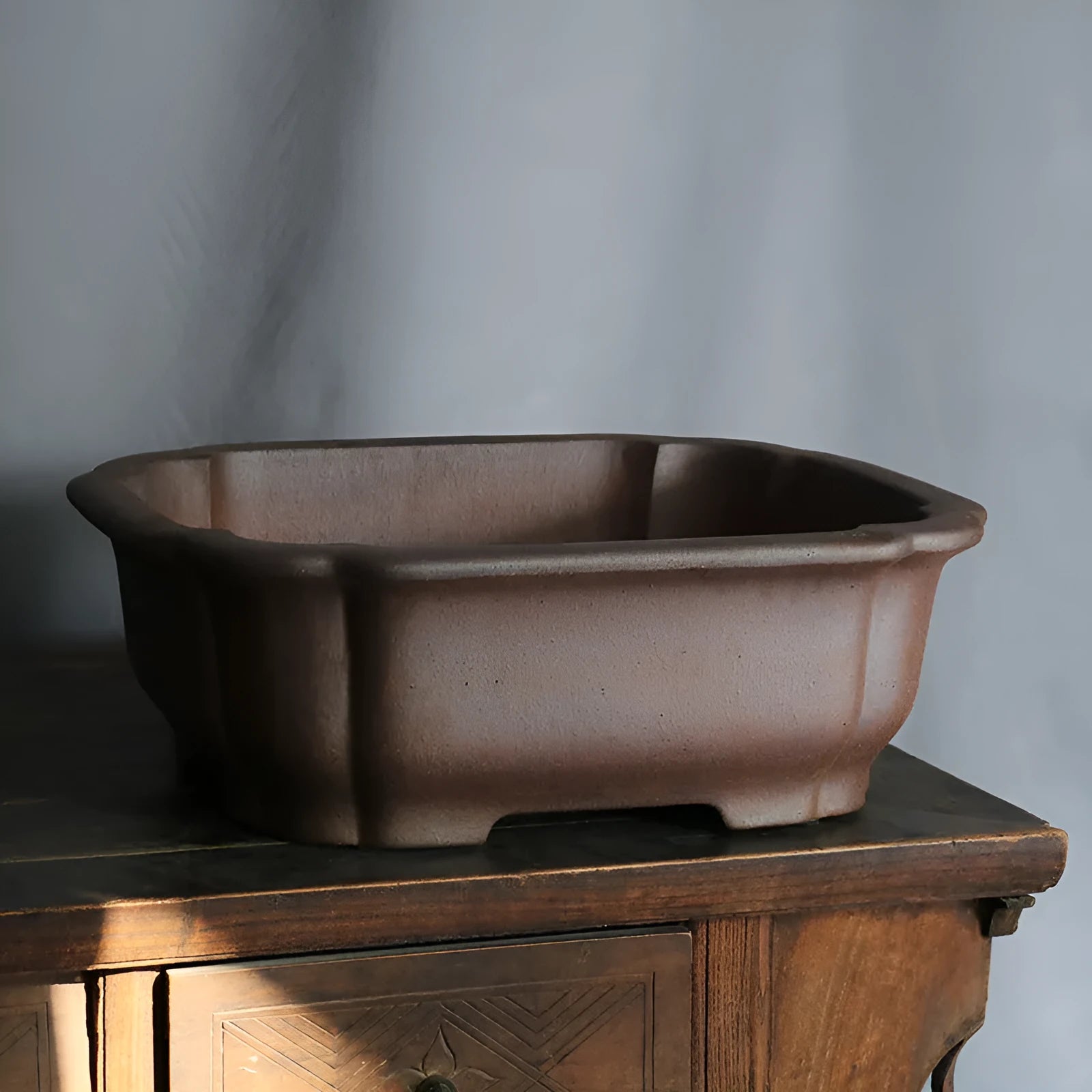 Purple sand rectangular bonsai flower pot with modern minimalist design