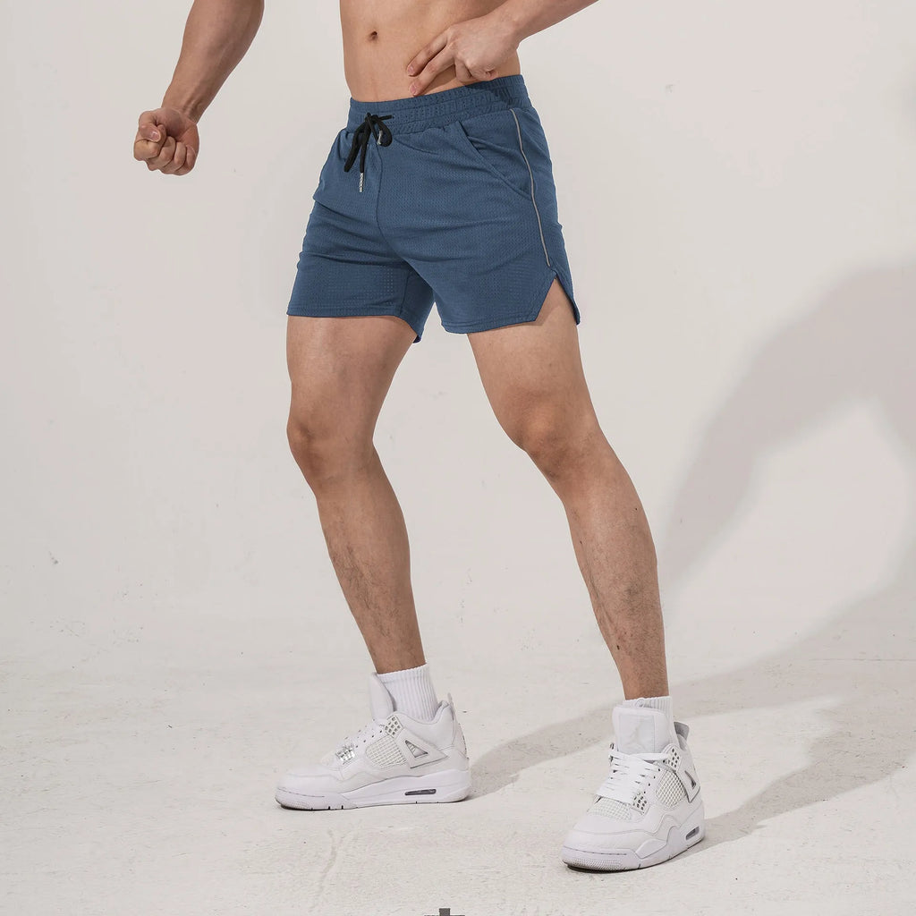 Men's straight-leg polyester sports casual shorts in multiple colours