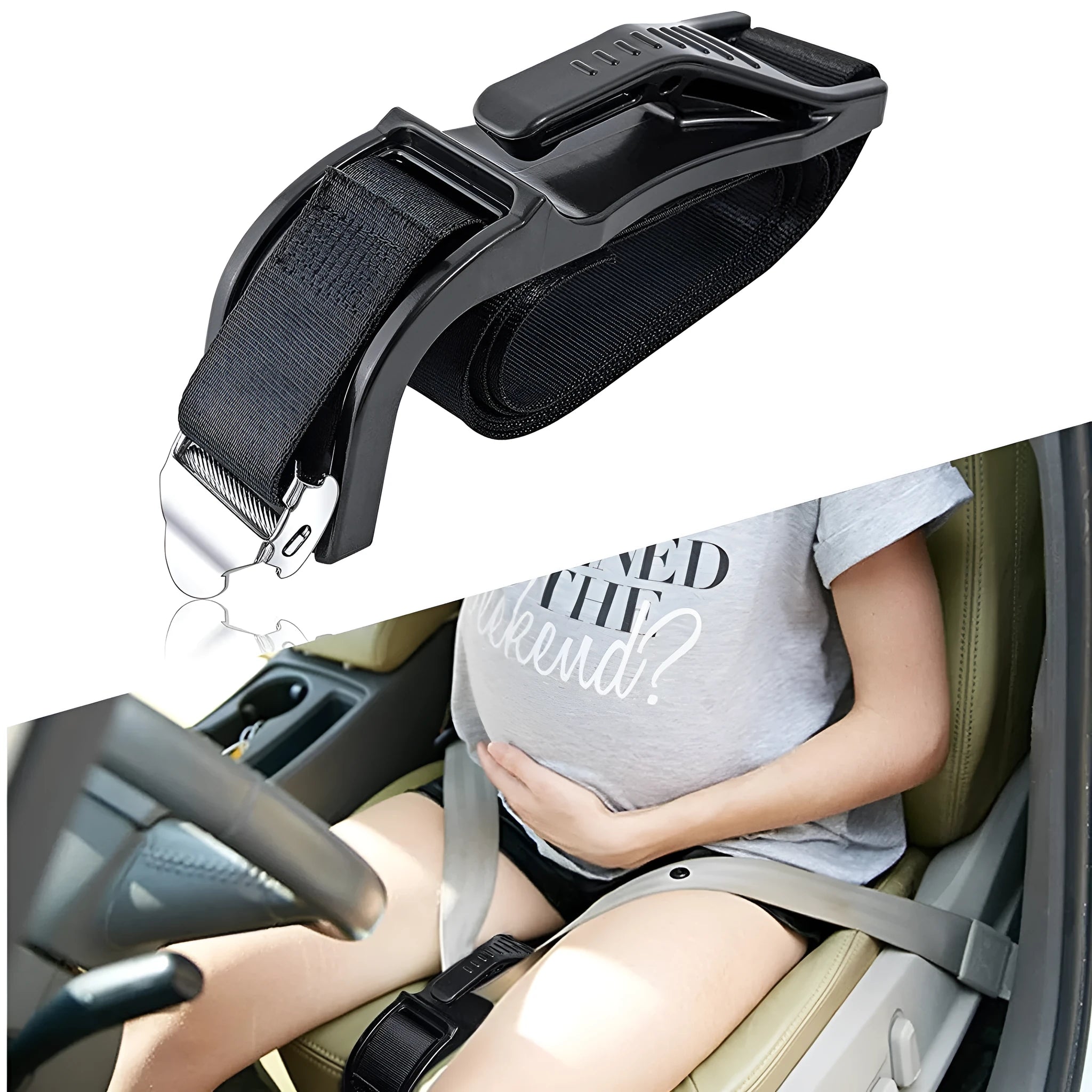 Black pregnant women's safety belt with ABS metal buckle for anti-strangulation protection