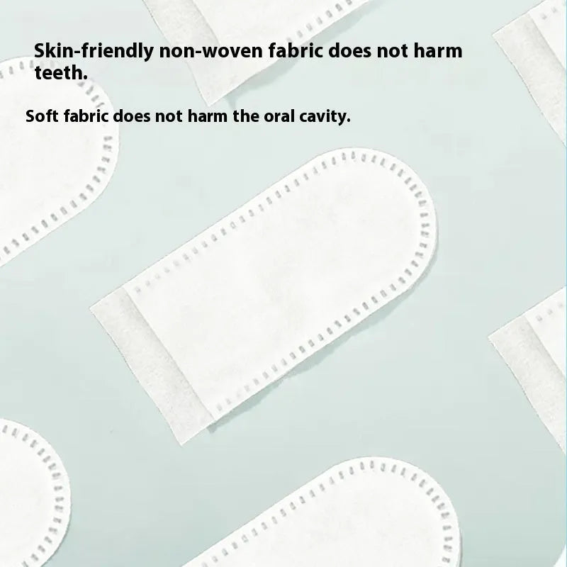 Pack of 50 white pet dental cleaning finger stalls made from non-woven fabric.