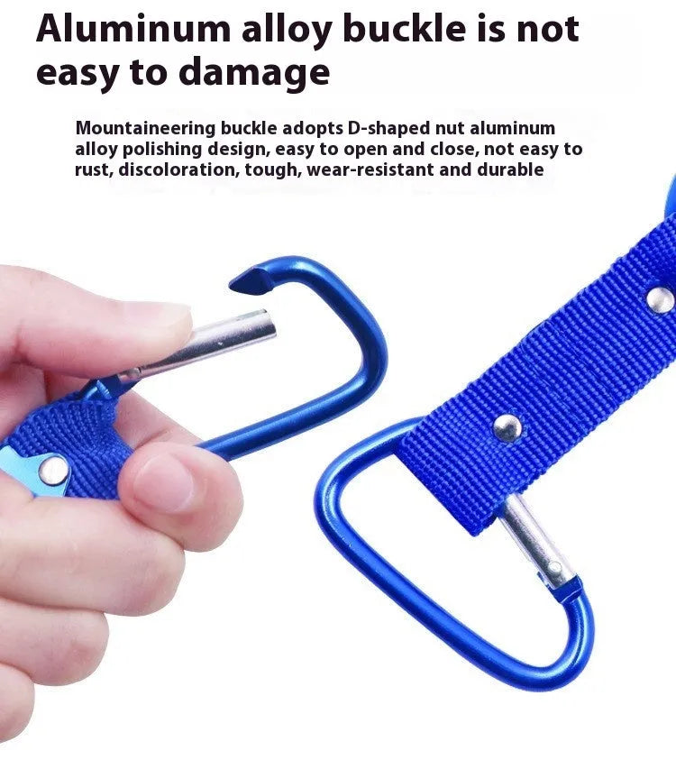 Sports outdoor water bottle buckle in aluminium alloy and rubber, 18.5cm length, available in black, green, blue, red