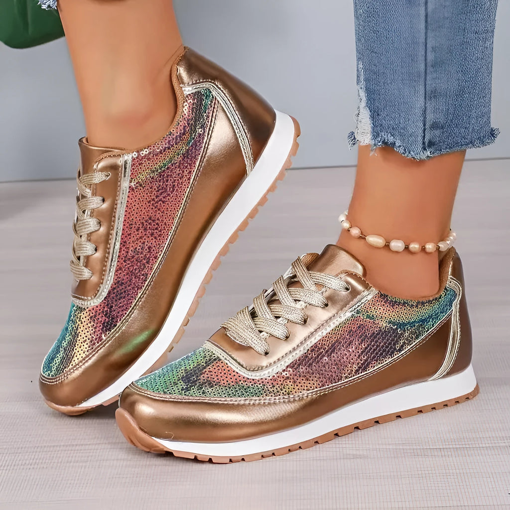 Women's thick-soled PU leather casual sneakers in square toe design available in multiple colours