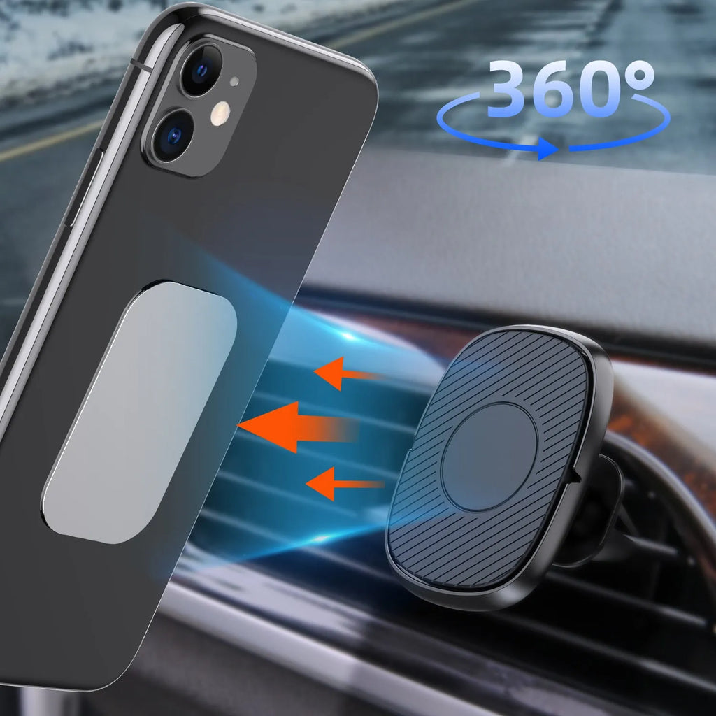 Magnetic car phone holder with zinc alloy plating and silicone pad, sizes 42x56x60mm and 42x56x57mm