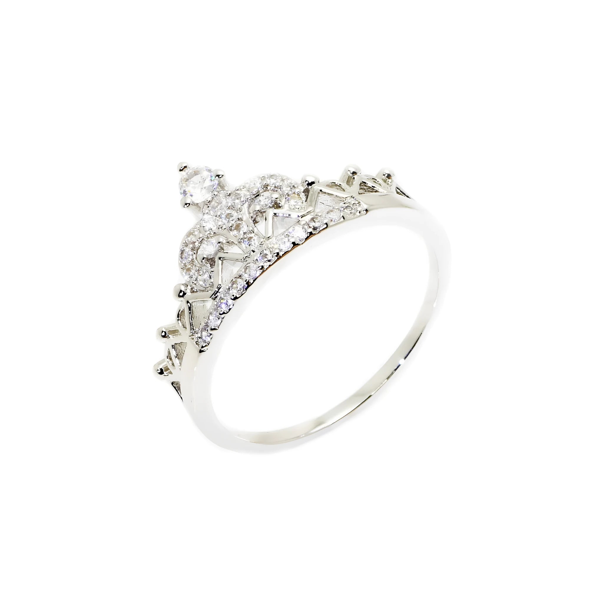 Women's crown ring copper with inlaid zircon in rose gold finish