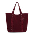 PU leather tote bag with double shoulder straps in horizontal square design with sandwich pockets