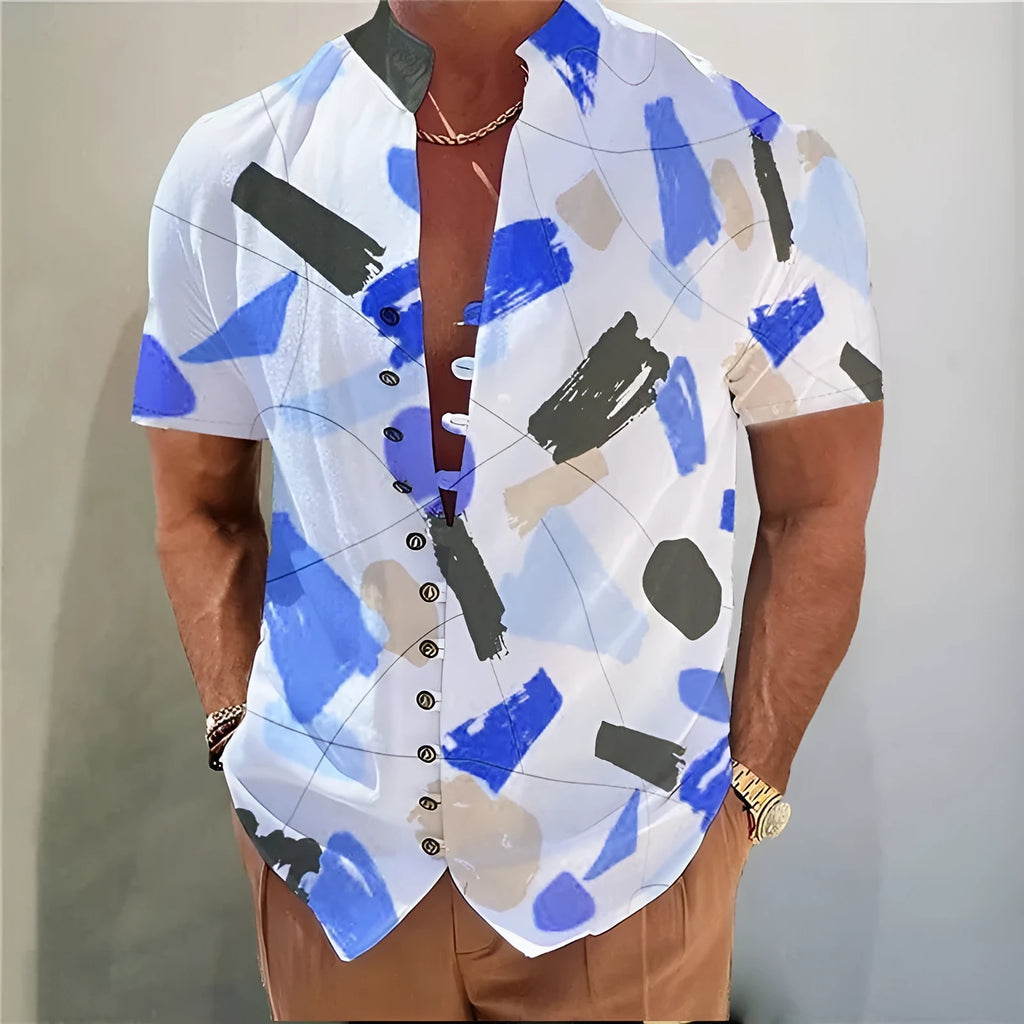 Youth geometric 3D printed floral pattern cardigan shirt in chemical fibre blend fabric
