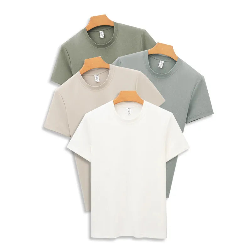 Men's solid colour short-sleeve antibacterial quick-dry T-shirt on a hanger.