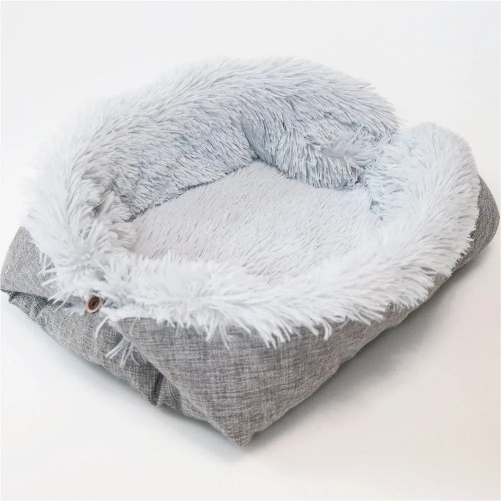 Velvet cat bed 61x51cm seat cushion in white or grey, also usable as pet mat or blanket